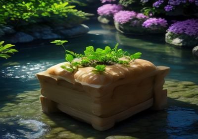 松茸蘑菇近景特写，菌盖厚实饱满，菌柄粗壮挺立，背景为翠绿松林，野生感十足